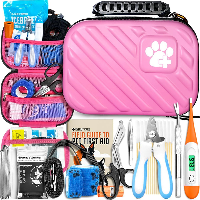 EVERLIT Pet Medic First Aid Kit | Vet-Approved Animal Care Kit with 95 Pcs Medical, Outdoor & Emergency Supplies to Treat Dogs, Cats | Travel-Friendly Compact Bag for Home, Car and Travel (Blue)