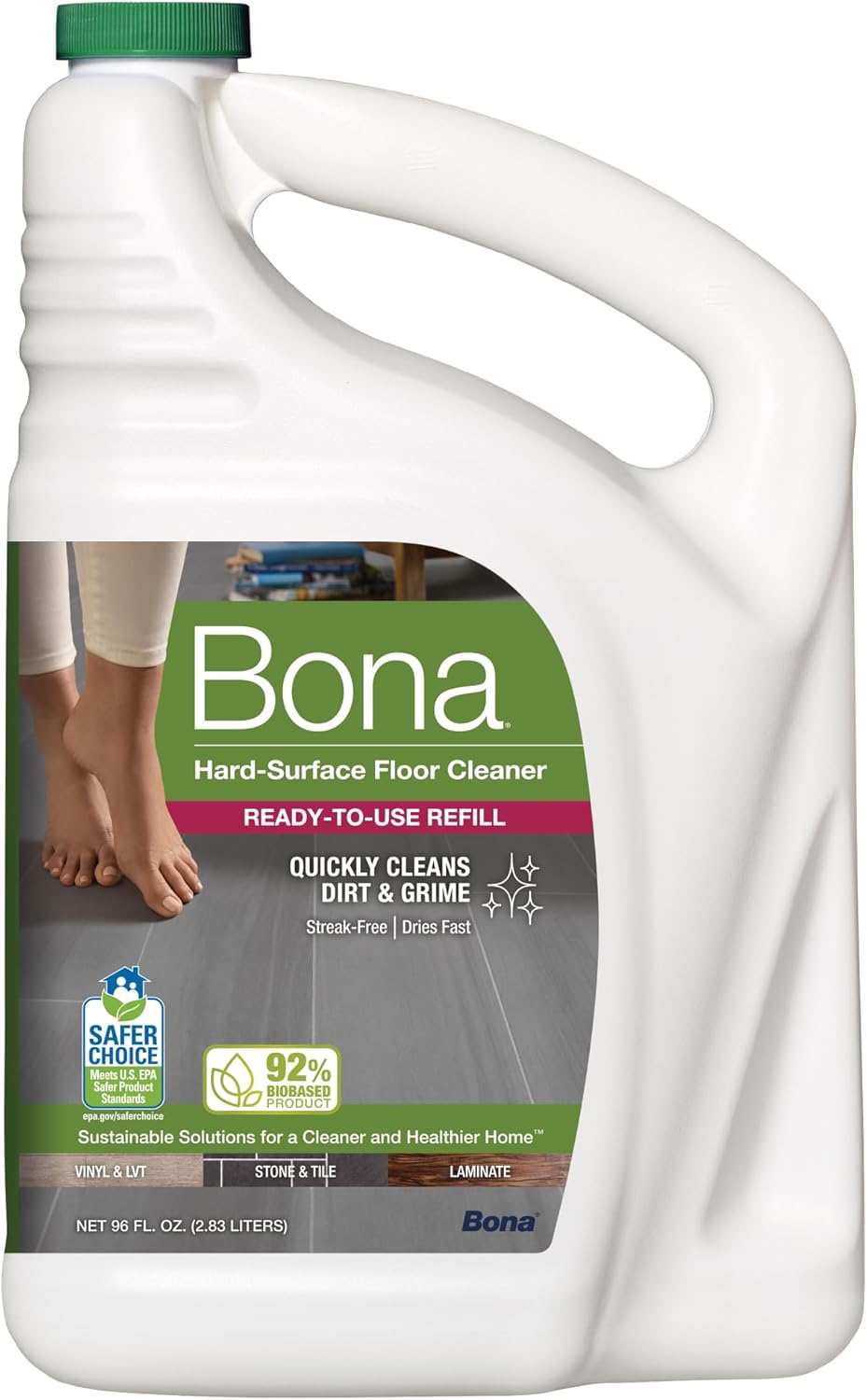 Bona Multi-Surface Floor Cleaner Refill - 128 fl oz - Unscented - Refill for Bona Spray Mops and Spray Bottles - Residue-Free Floor Cleaning Solution for Stone, Tile, Laminate, and Vinyl Floors