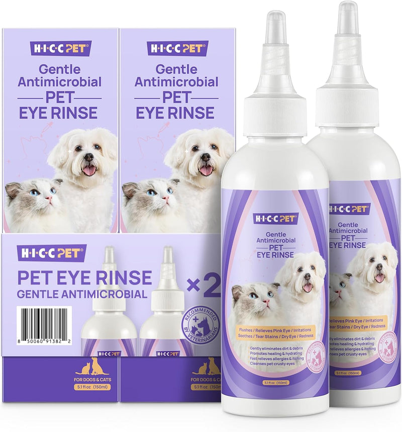 HICC PET Dog Eye Drops 5.1 fl oz Eye Drops for Dogs and Cats Vet-Recommended Dog Eye Infection Treatment to Soothe Infection Allergy, Relieve Dry Eyes Pink Eyes, Pet Tear Stain Cleaner