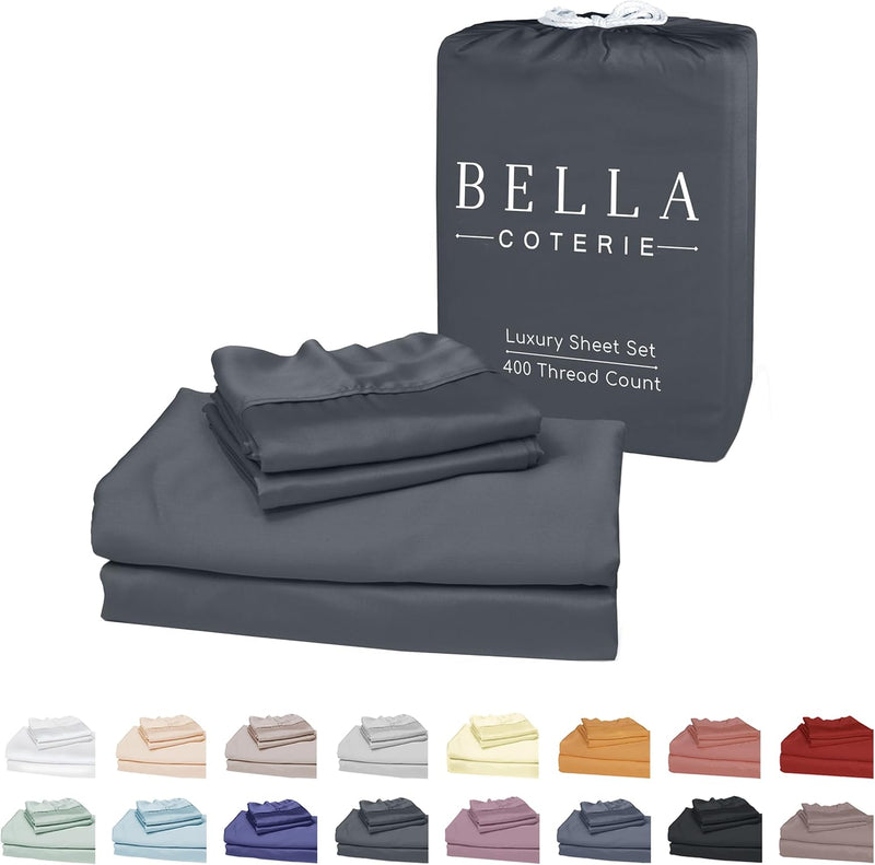 Bella Coterie Luxury Bamboo Viscose Split King Size Sheet Set | 2 Fitted Sheets for Sleep Number & Adjustable Beds | 100% Organically Grown | Cooling & Ultra Soft | 18” Deep Pocket [Sea Glass]