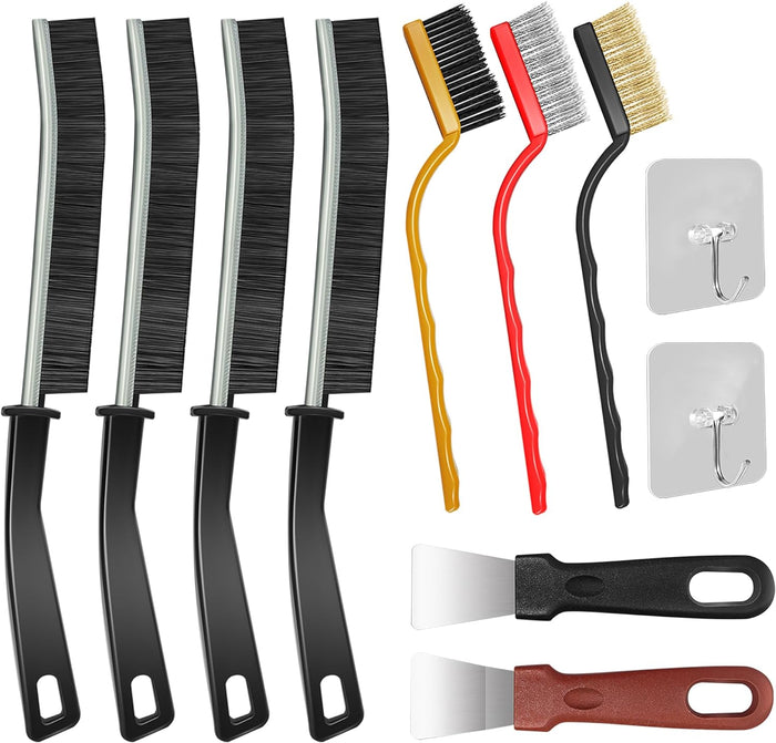 Hard Bristle Crevice Cleaning Brush, 11 Pcs Multifunctional Gap Cleaning Brush Tool Kits for Household, Full Sets Crevice Cleaning Brush for Kitchen Bathroom Toilet Crevice, Practical and Durable