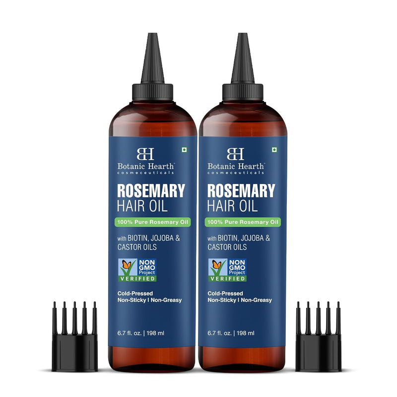 Botanic Hearth 100% Pure Rosemary Oil for Hair Growth (6.7 fl oz)| Infused with Biotin, Jojoba & Castor Oil | Hair Oil Repairs Dry Damaged Hair, Strengthening, Healthier Hair- Hair Tonic