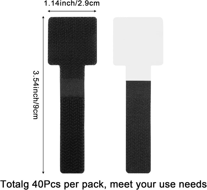 40Pcs Hook and Loop Cable Straps, Self Adhesive Cable Straps, Cables Management Under Desk Adjustable Management Clip for Desk Household & Office Organization