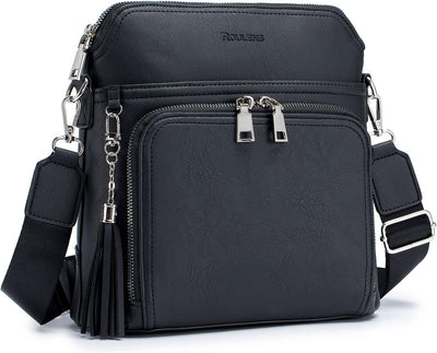Roulens Crossbody Purse for Women Vegan Leather Medium Crossbody Wallet Bag for Travel Women Shoulder Handbags with Tassel