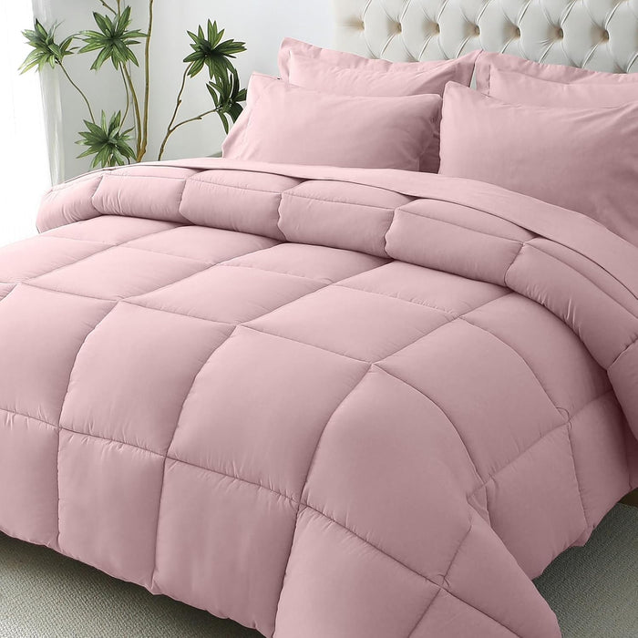 JOLLYVOGUE Full Comforter Set, Ultra-Soft Bed in a Bag Full Size 7 Pieces, Oeko-TEX Certified Bedding Set with Down Alternative Comforter, Sheets, Pillowcases & Shams, Black