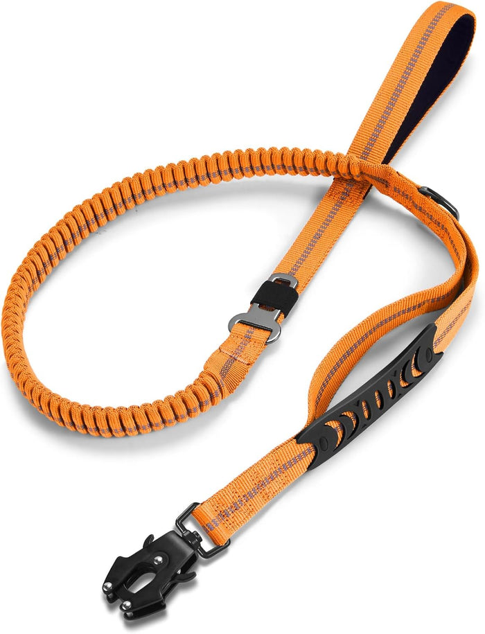 Heavy Duty Dog Leash with 2 Padded Handles & Advanced Easy Metal Clip, 4-6FT Shock Absorbing No Pull Dog Leashes for Medium Large Dogs That Pull (Army Green)