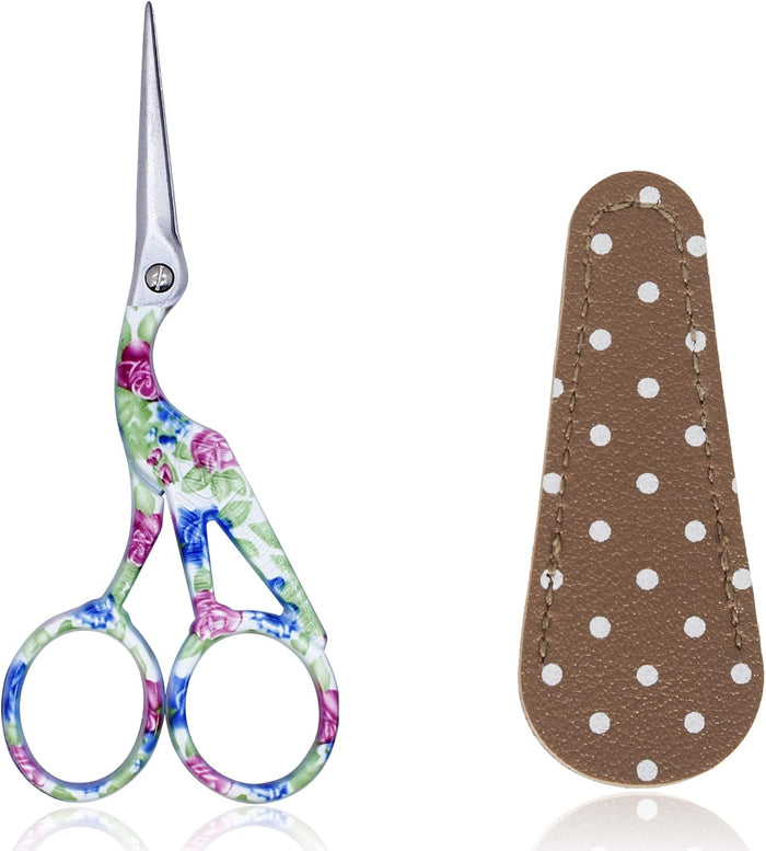 BIHRTC 4.5inch Crochet Scissors with Case Thread Embroidery Scissors Stainless Steel Sharp for Household Handicraft Needlework Threading DIY Art Handcraft Tool