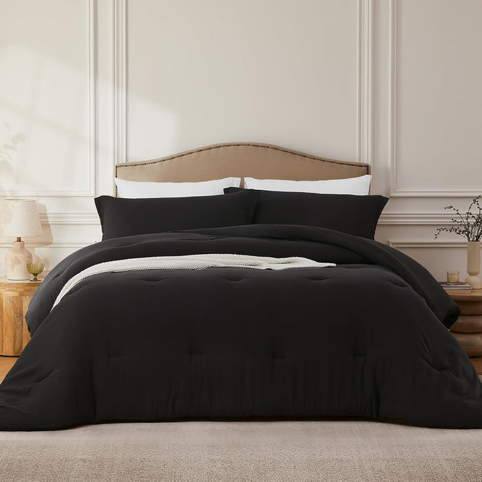 Queen Comforter Sets White,3PCS Soft Lightweight Breathable Bedding Comforter Sets for All Season, Queen Size(90''×90'' Comforter & 2 Pillowcases)