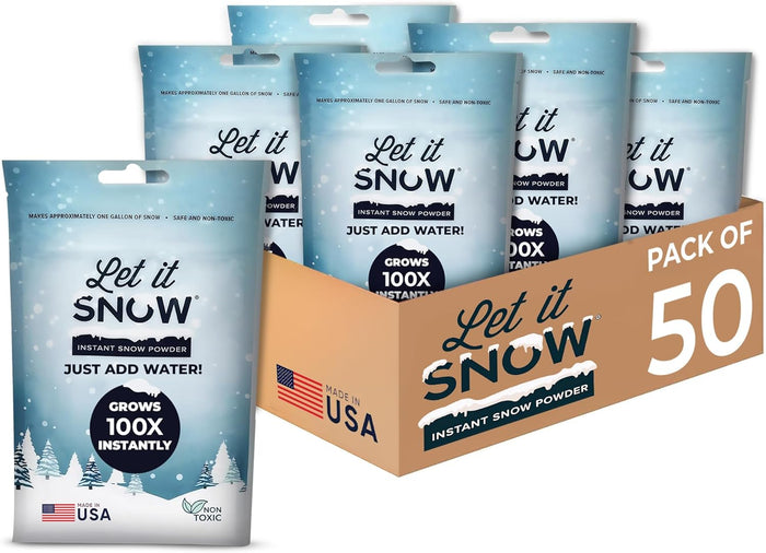 Let it Snow Instant Fake Snow Powder – Made in USA, Perfect for Kids, Holiday Decorations, Sensory Play, and Slime - 1 Pack - Makes 1 Gallon