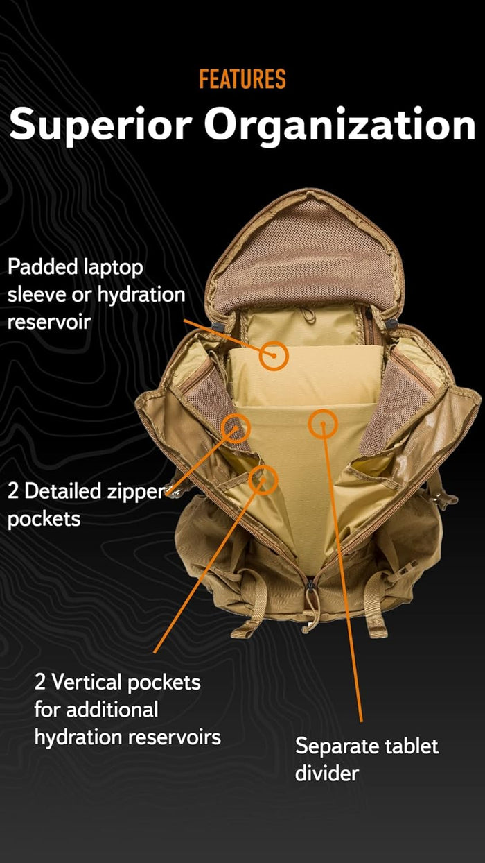 Mystery Ranch 2 Day Backpack – Tactical Daypack with Easy Access & Padded Computer Sleeve – Coyote, S/M
