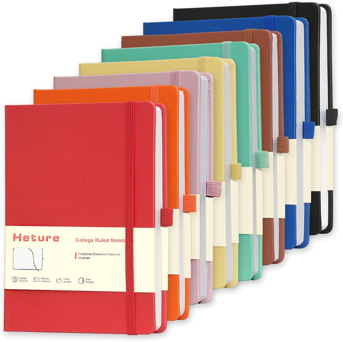 8 Pack Lined Journal Notebooks,A5 Hardcover Notebooks, 5.5 x 8.3 inch, 100GSM, 160 Pages, Classic College Ruled Notebooks for Writing/Work/Travel/College (Black)