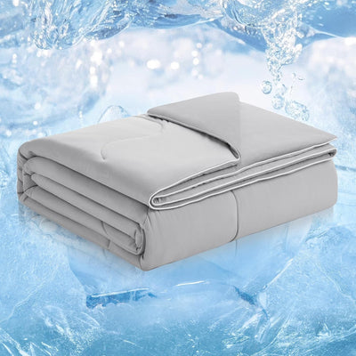 Cozy Bliss Viscose Cooling Comforter King Size, Reversible Cooling Blanket for Hot Sleepers and Night Sweats, Q-Max 0.4 Breathable Summer Comforter Quilt, Lightweight Soft Silky Smooth, Cool Grey