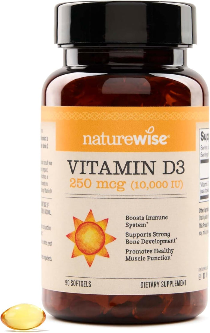 NatureWise Vitamin D3 5000iu (125 mcg) 1 Year Supply for Immune Support, Healthy Muscle Function, and Bone Health - Non-GMO, Gluten Free in Organic Extra Virgin Olive Oil, (Mini Softgel), 360 Count