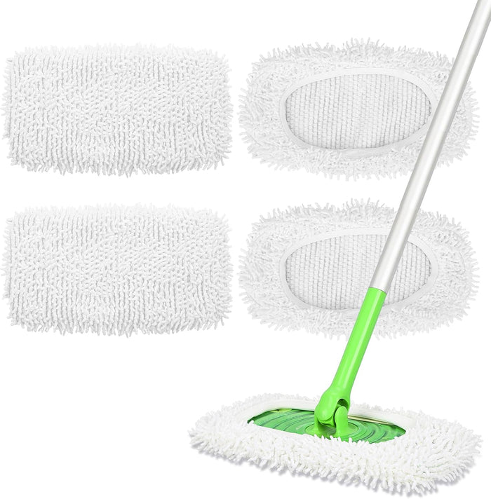 Reusable Wet Pads Refill for Swiffer Sweeper Mop - Dry Sweeping Cloths & Wet Mopping Cloths for Household Cleaning - Washable Microfiber Pads for Mopping Floors - 6 Pack (Mop is not Included)
