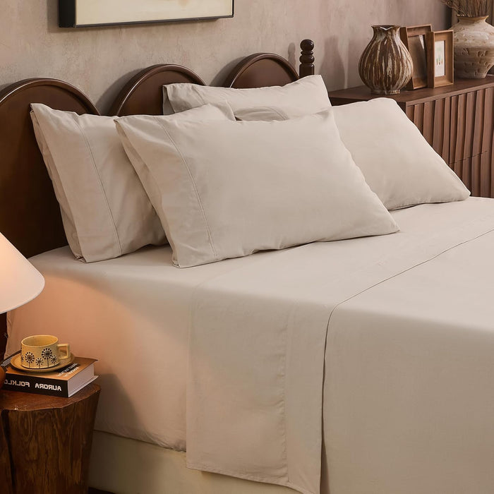 100% Linen Sheet Set Queen Size Extra Deep Pocket Fits 18-24 Inch Mattress, Breathable & Soft, Smooth 4-Piece Set for Thick Mattresses Hotel Luxury Bedding（Queen, Dark Grey）