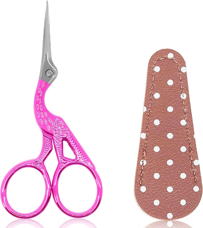 BIHRTC 4.5inch Crochet Scissors with Case Thread Embroidery Scissors Stainless Steel Sharp for Household Handicraft Needlework Threading DIY Art Handcraft Tool