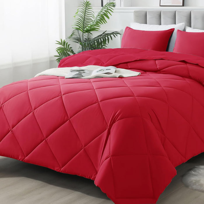 Down Alternative Bedding Comforter Sets Queen Size - All-Season Soft Reversible Microfiber Bedding Comforter Sets - Lightweight & Machine Washable (Dark Blue, Queen)