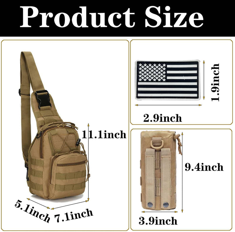 Tactical Sling Bag for Men，Tactical Shoulder Bag，Small Tactical Bag for Men (Khaki)