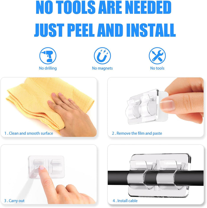 Hooks for Outdoor String Lights Clips: 25Pcs Heavy Duty Cable Clips with Waterproof Adhesive Strips for Hanging Christmas Light