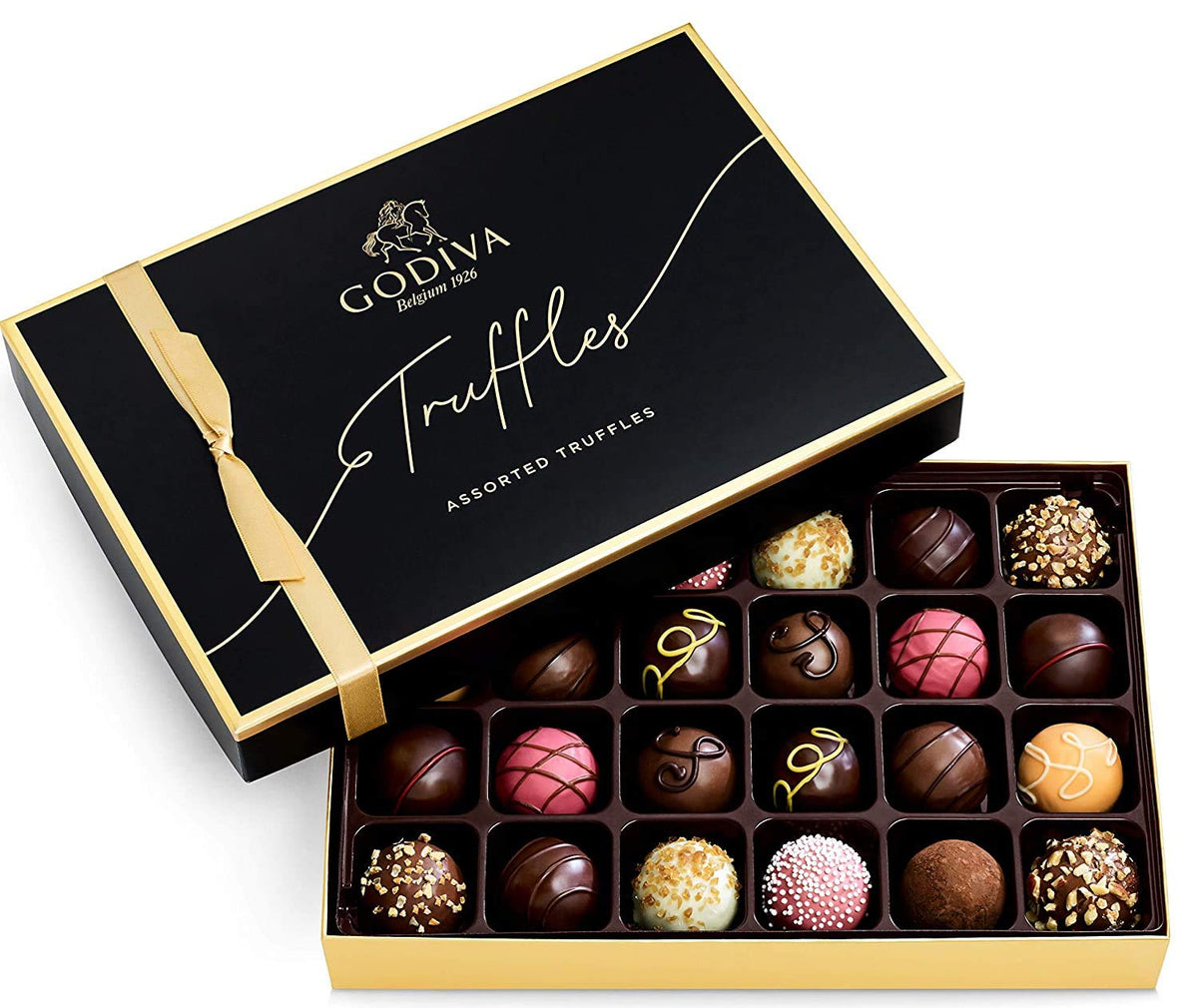 Godiva Signature Truffle Gift Box, Belgian Dark and Milk Chocolates with Ganache Center, Gourmet Gift for Birthdays, Holidays, Non-GMO & Kosher, 8 Pc