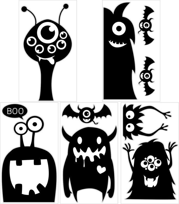 CCINEE 10PCS Giant Halloween Window Clings Novelty Cute Wiggly Monster Window Decal Stickers for Halloween Decoration Supply