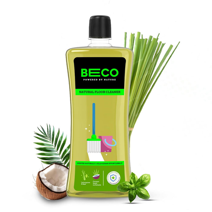 Beco Natural Disinfectant Surface & Floor Cleaning Liquid | 5 Litre | Non Toxic Germ Kill Formula | Lemongrass & Basil Freshness | Safer than Phenyl | Kids Safe & Pet Friendly Floor Cleaner Liquid