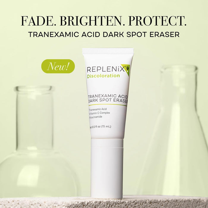 Replenix Tranexamic Acid Dark Spot Treatment, Daily Medical-Grade Topical Discoloration Serum for Uneven Skin Tone, Gluten, Paraben, Fragrance & Cruelty Free (0.5 oz)