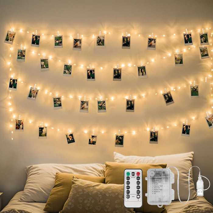 suddus 33ft 100 LED Outdoor String Lights, Warm White Fairy Lights Battery Operated with Remote, Led Twinkle Lights for Bedroom, Dorm, Backyard, Wedding, Tree, Mason Jar, Wall, Christmas