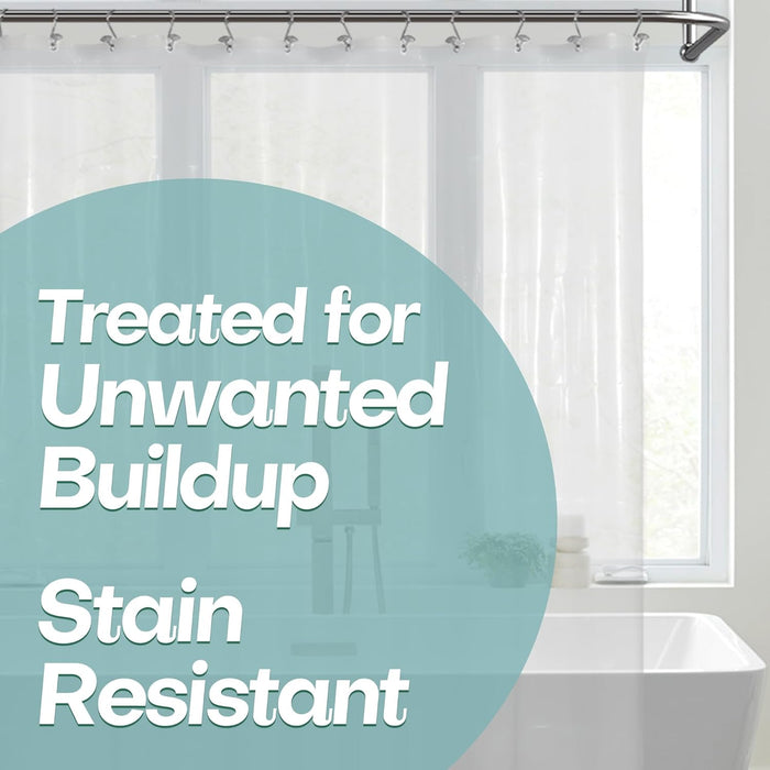 Mrs Awesome Clear Shower Curtain Liner with 3 Magnets, 72x72 Premium Flexible Sturdy Plastic Shower Curtain for Bathroom Lightweight, Waterproof, Clear