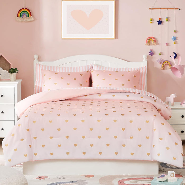 Full Size Comforter Sets with Sheets for Girls-7 Pieces Full Size Bedding Sets with Pink Comforter, Sheets, Pillowcases & Shams for Kids (Pink Diamond, 76" X 86")