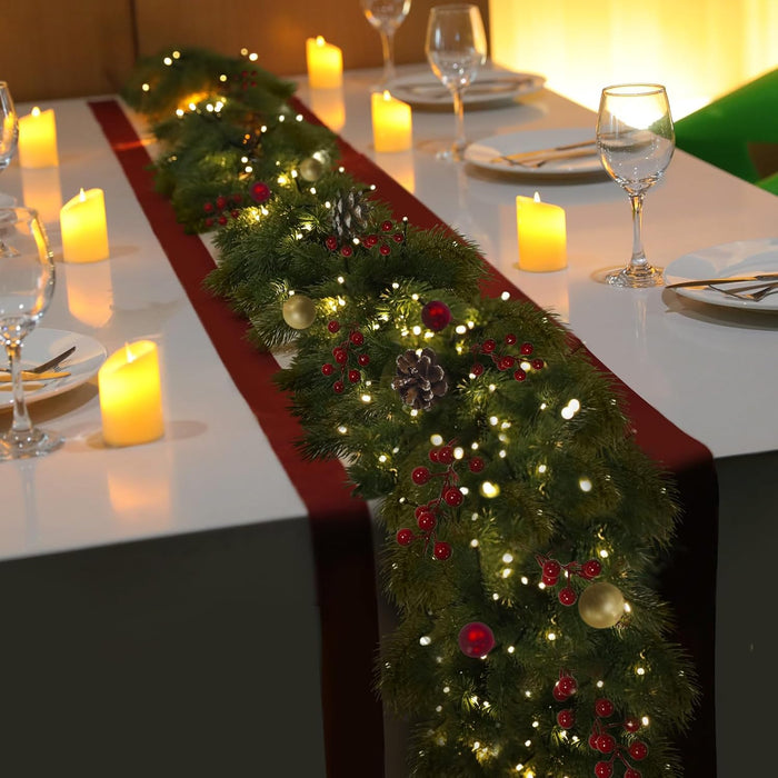 9.8Ft Christmas Norfolk Pine Garland,Cedar Garland Realistic,Pine Garlands for Mantle, Table,Stair Handrail,Indoor, Outdoor Christmas