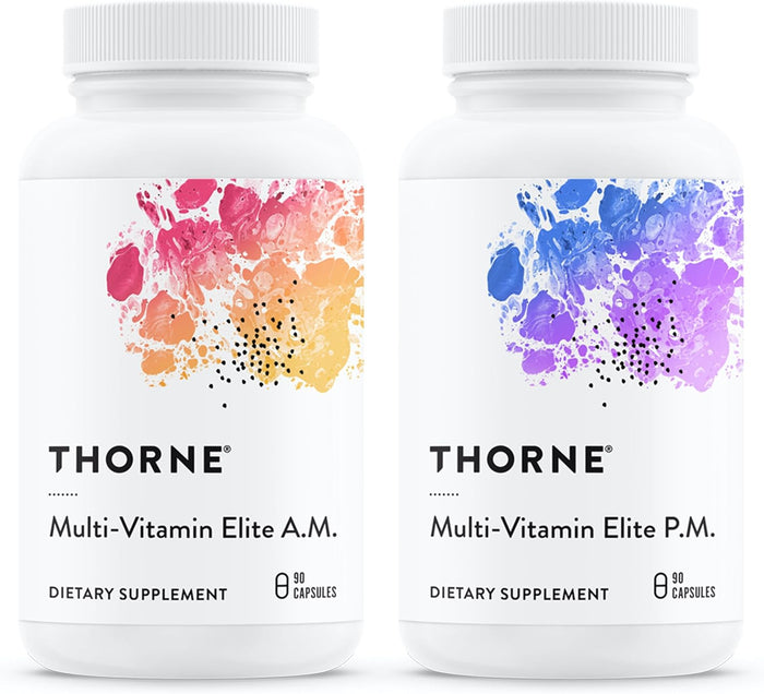 THORNE - Multi-Vitamin Elite - Daily Nutritional Supplement - AM Formula Supports Cellular Energy Production &PM Formula Supports Restful Sleep* - Gluten-Free, Dairy-Free - 180 Capsules - 30 Servings