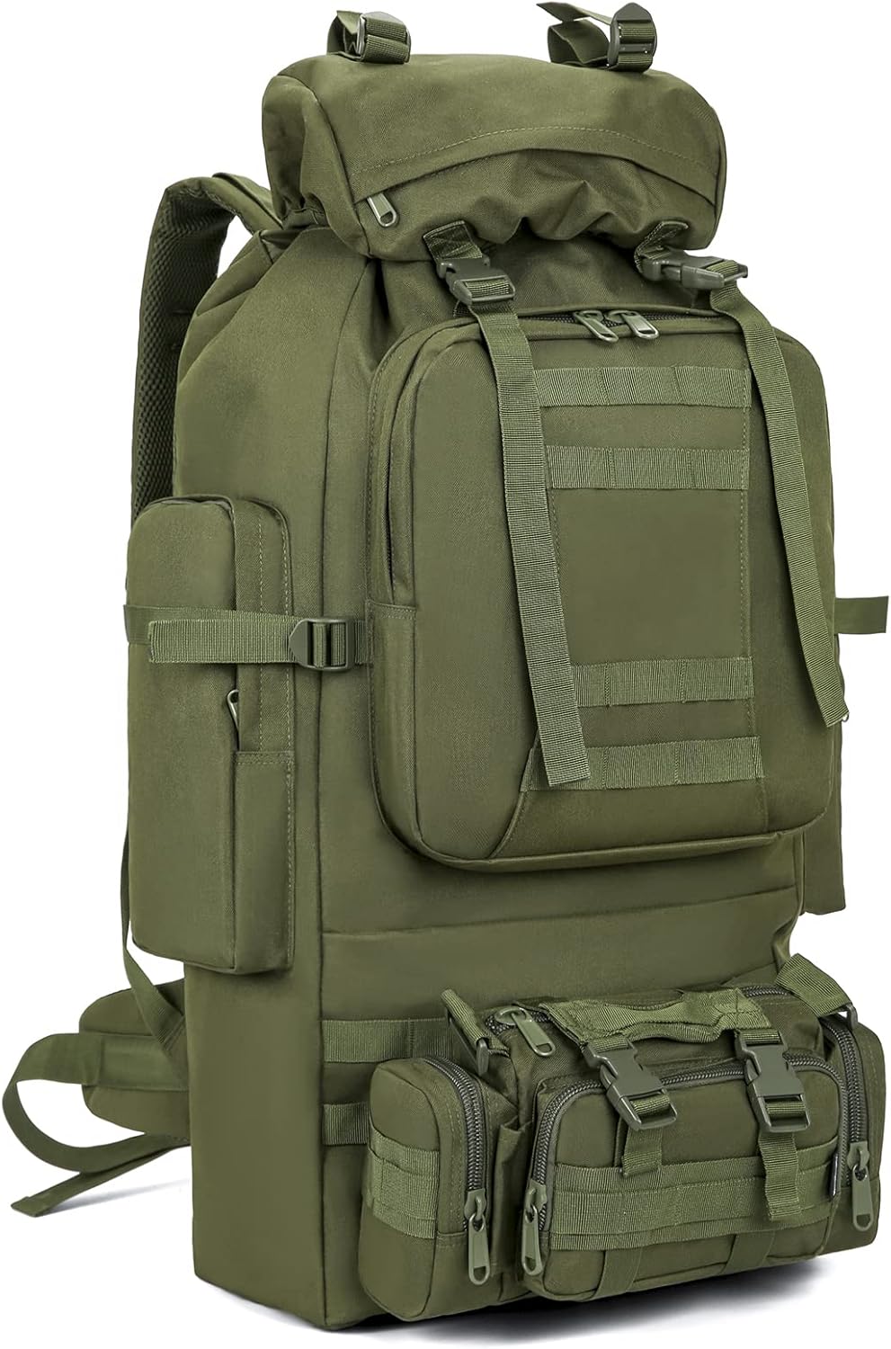 100L Camping Hiking Backpack,Molle military Tactical rucksack backpack,Waterproof Lightweight Hiking Backpack (Woodland Camo-C)