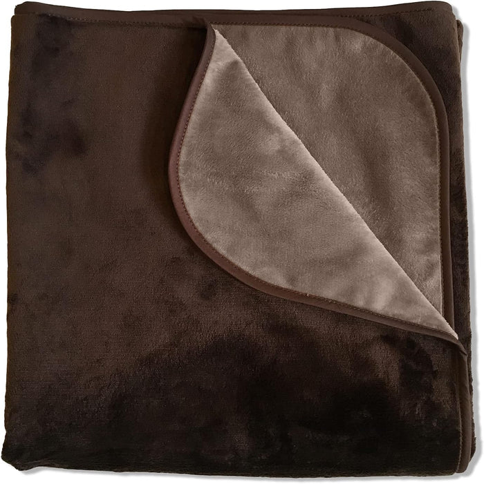Mambe Silky Waterproof Throw for Protecting Furniture Bed Couch from Stains Caused by Dogs, Cats, Incontinence. Soft, Washable, Reversible. (Size Medium 70x70 inches, Color Buff/Dove)