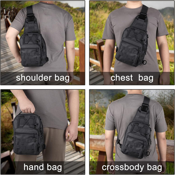 Qcute Tactical Backpack, Waterproof Military Cross-body Molle Sling Shoulder Backpack Chest Bag for Outdoor Every Day Carry