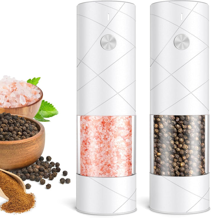 Electric Salt and Pepper Grinder Set：Rechargeable Automatic Pepper Mill Grinder with LED House Warming Gifts New Home, USB Adjustable Coarseness shakers, One-Hand Operation for Kitchen Appliances