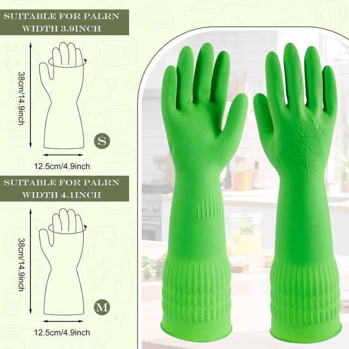 3 Pairs Rubber Dishwashing Gloves,Rubber Cleaning Gloves, Reusable Kitchen Glove for Household,Waterproof