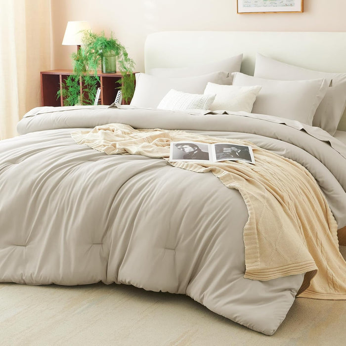 CozyLux Queen Comforter Set Dark Grey, 7 Pieces Bed in a Bag Queen Comforter Set with Sheets, Bedding Sets with Down Alternative Comforter, Fitted Sheets, Flat Sheets, Pillow Shams and Pillowcases