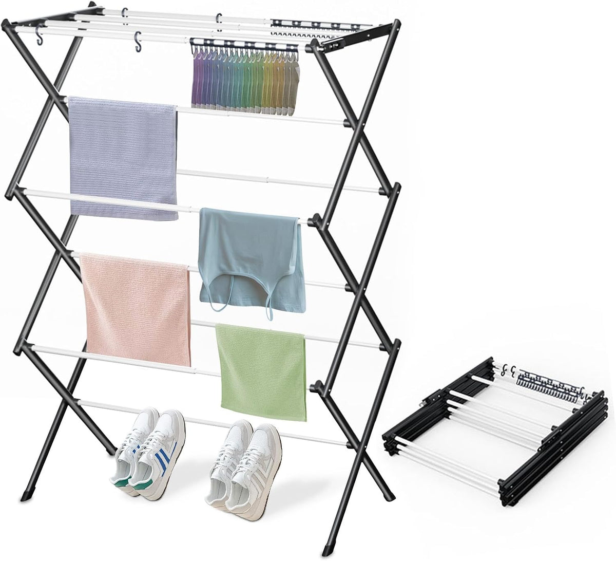 Clothes Drying Rack Household Indoor, Foldable Drying Rack Clothing for Laundry - 40" x 28.8" x 14.2", Space Saving Indoor&Outdoor, Pure White-1pack