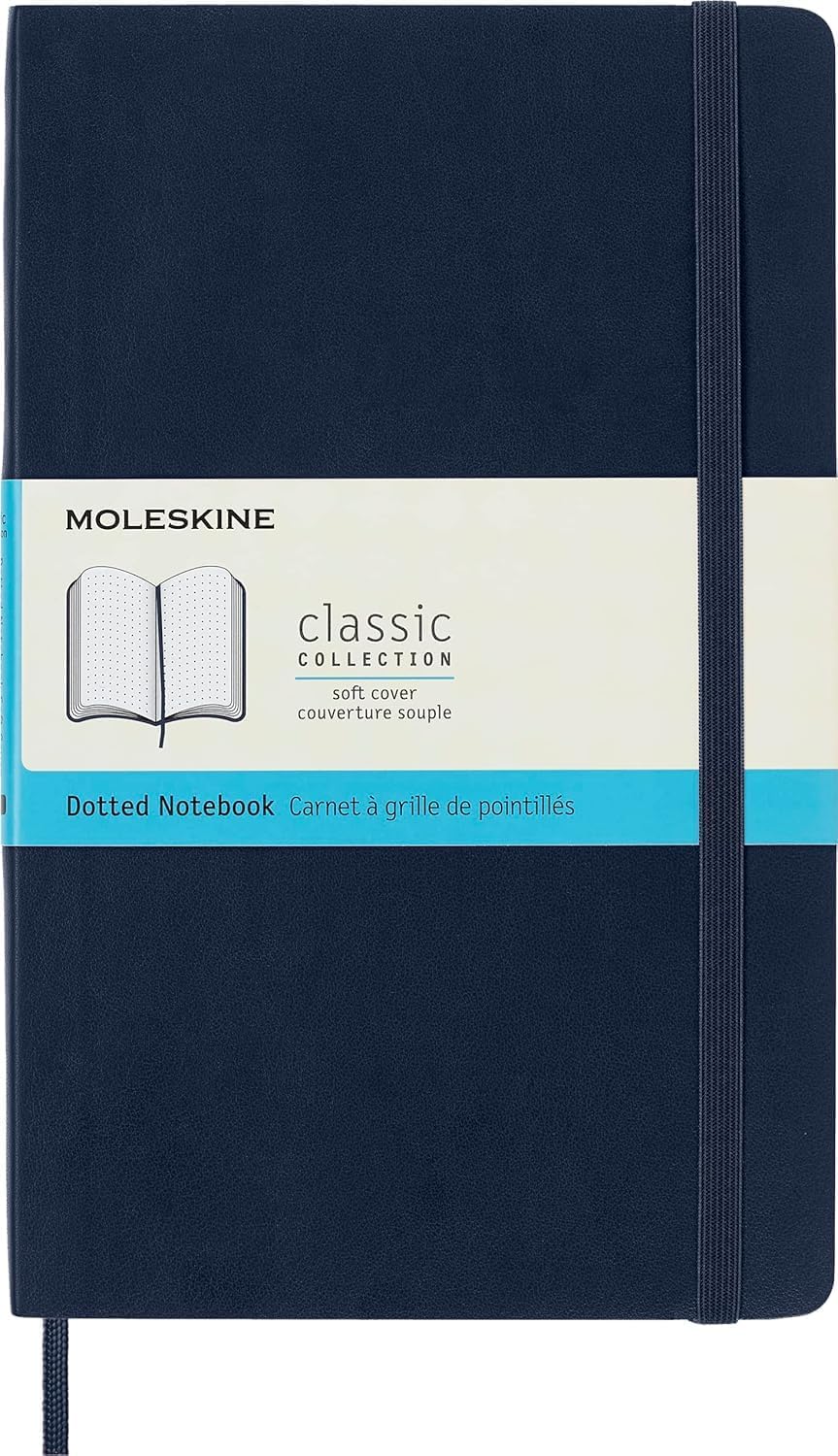 Moleskine Classic Notebook, Soft Cover, XL (7.5" x 9.5") Squared/Grid, Black, 192 Pages