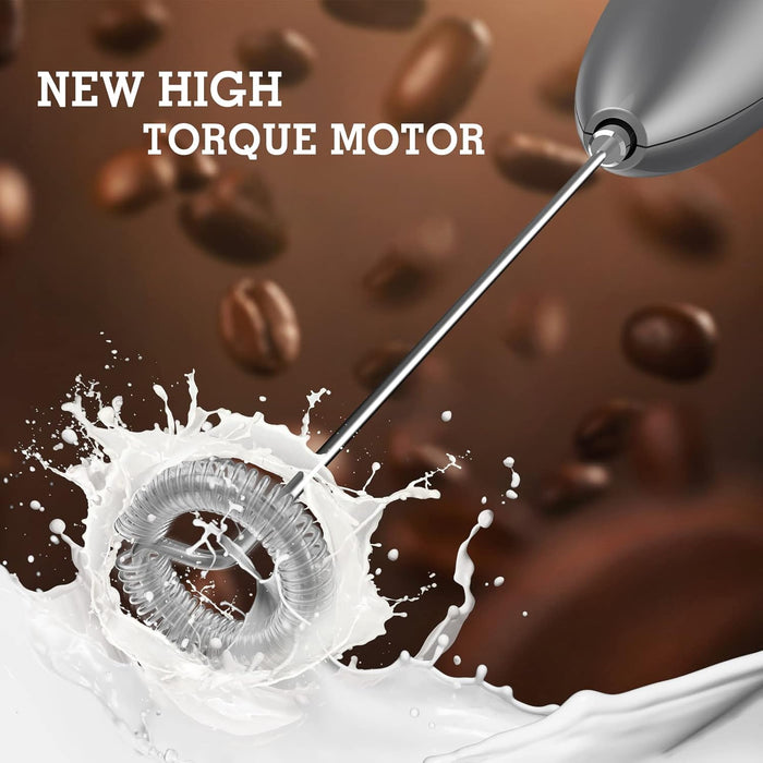 SIMPLETaste Milk Frother Wand Handheld Battery Operated Electric Whisk Foam Maker, Drink Mixer with Stainless Steel Whisk and Stand for Cappuccino, Bulletproof Coffee, Latte