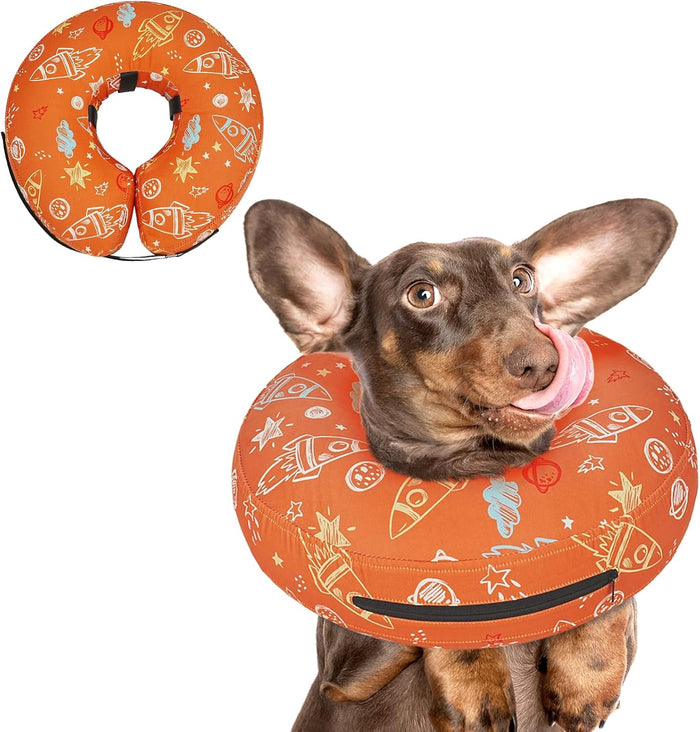 Elevated Inflatable Dog Cone Collar to Stop Licking, Dog Donut Collar After Surgery, Soft Pet Cone Alternative for Small Medium Large Dogs