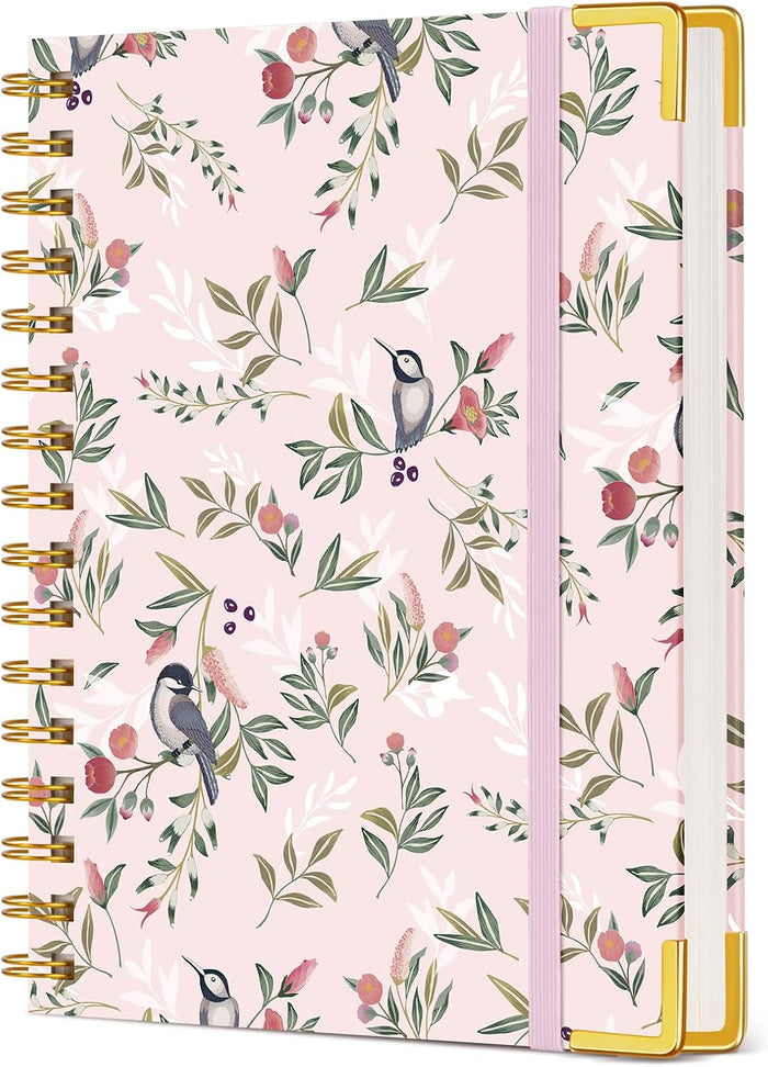 Cute Spiral Notebook Journal for Women, 200 Pages Lined Notebooks 8.5” x 11”, A4 Large Hardcover Spiral Journals with 100 GSM Thick Paper, College Ruled Notebook for Writing Work School, Orange Floral