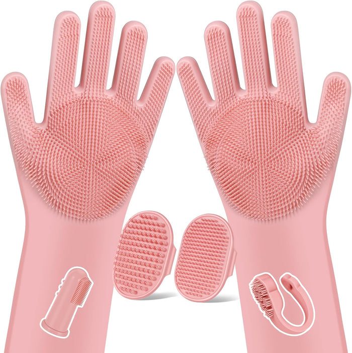6PCS Pet Grooming Kit for Dogs,Cats and Horses | Dog Washing Gloves | Dog Bath Brush | Dog Bath Gloves | Dog Shampoo Brush | Pet Grooming Gloves | Dog Bath Supplies (Navy Blue)