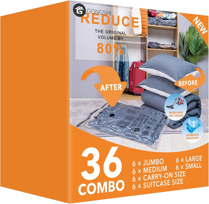 24 Pack Vacuum Storage Bags with Electric Pump, (5 Jumbo, 5 Large, 5 Medium, 5 Small, 4 Roll Up Bags) Space Saver Bag for Clothes, Mattress, Blanket, Duvets, Pillows, Comforters,Travel