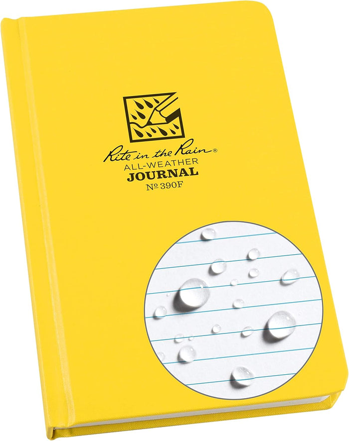 Rite in the Rain Weatherproof Hard Cover Notebook, 4.75" x 7.5", Green Cover, Universal Pattern (No. 970F)
