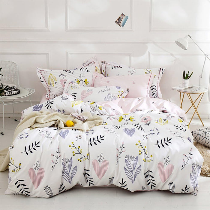 Girl Duvet Cover Twin Pink White Flower Print Bedding Sets Garden Style Floral Comforter Cotton Aesthetic Cover Chic Floral Bedroom Collection 1 Duvet Cover with 2 Pillowcases