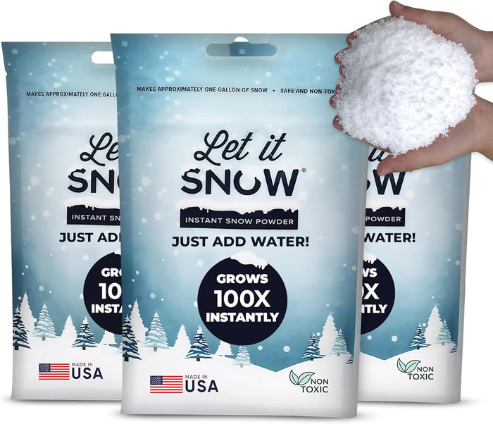 Let it Snow Instant Fake Snow Powder – Made in USA, Perfect for Kids, Holiday Decorations, Sensory Play, and Slime - 1 Pack - Makes 1 Gallon