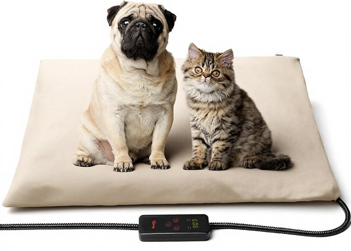 Toozey Medium Pet Heating Pad, 28x20 in, 6 Temp Settings, Timer, Waterproof, Chew-Resistant Cord, for Dogs and Cats