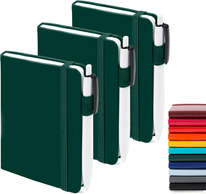 feela 3 Pack Pocket Small Notebook Journals, Mini Cute Hardcover College Ruled Notepad Women Office Supplies, with 3 Black Pens, 3.5”x 5.5”, A6, Pastel Colors, Light Blue, Light Purple, Light Green